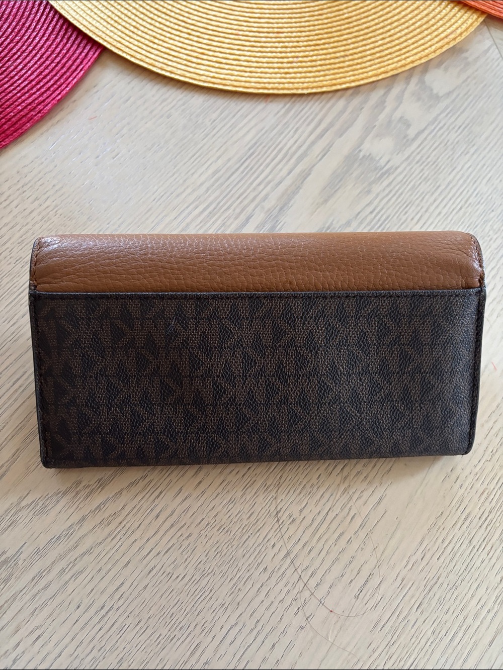 Michael Kors Brown and Dark Brown Logo Leather Wallet with Gold Lock - Picture 4 of 4